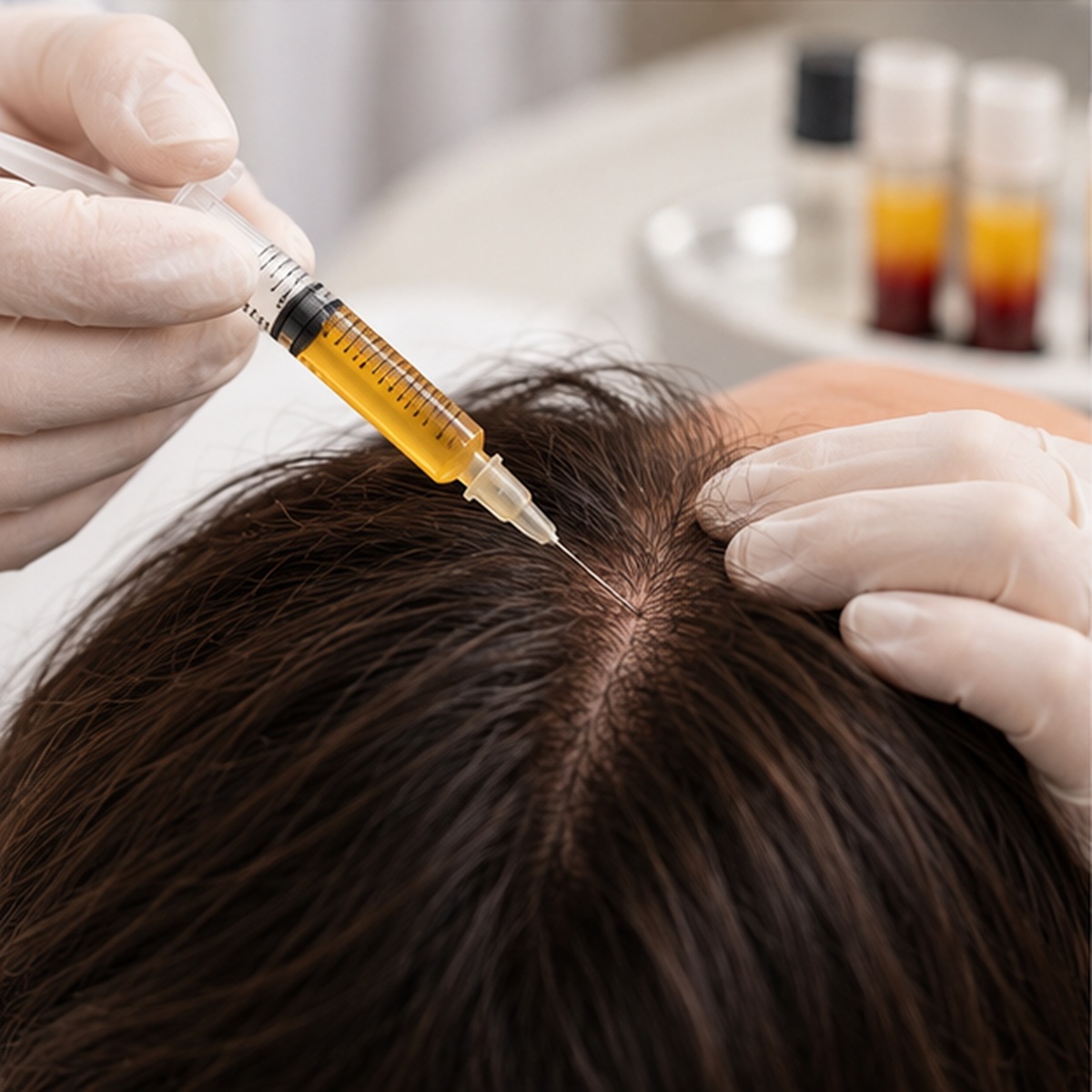 PRP hair treatment applied to the scalp